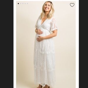 White lace mesh overlay maturity dress